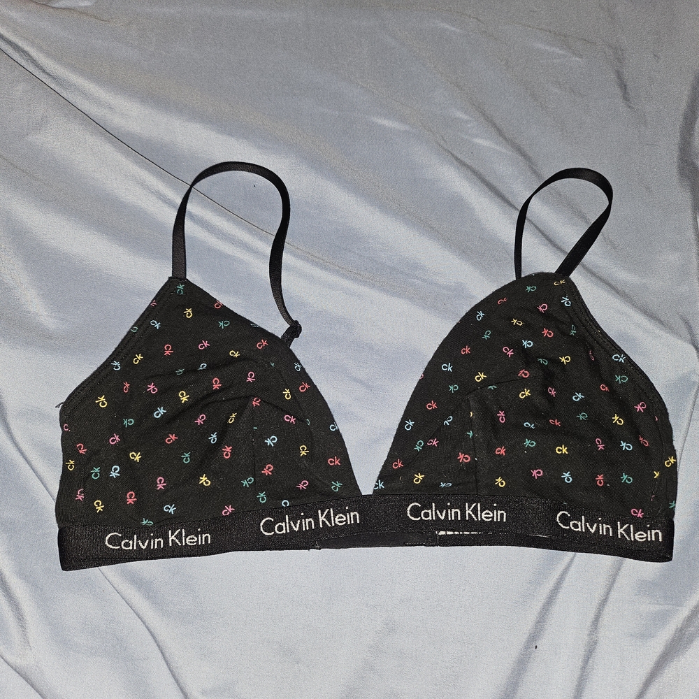 Calvin Klein Black Bralette with Multicolor Pattern